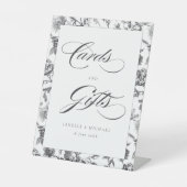 Zwart & Wit Toile Kaarten & Geschenken Trouwen Reclamebord Met Voetstuk (Voorkant)