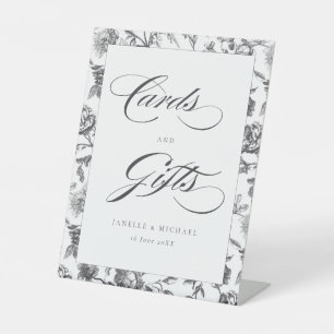 Zwart & Wit  Toile Kaarten & Geschenken Trouwen Reclamebord Met Voetstuk