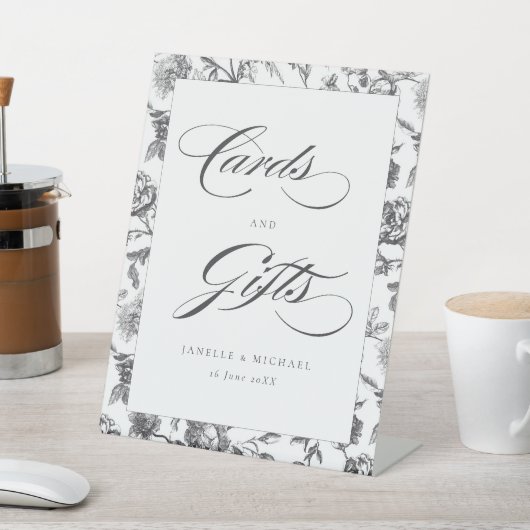 Zwart & Wit Toile Kaarten & Geschenken Trouwen Reclamebord Met Voetstuk (Insitu)