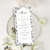 Zwart-wit Toile Script Arch Wedding Menu