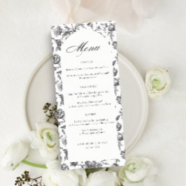 Zwart-wit Toile Script Arch Wedding Menu