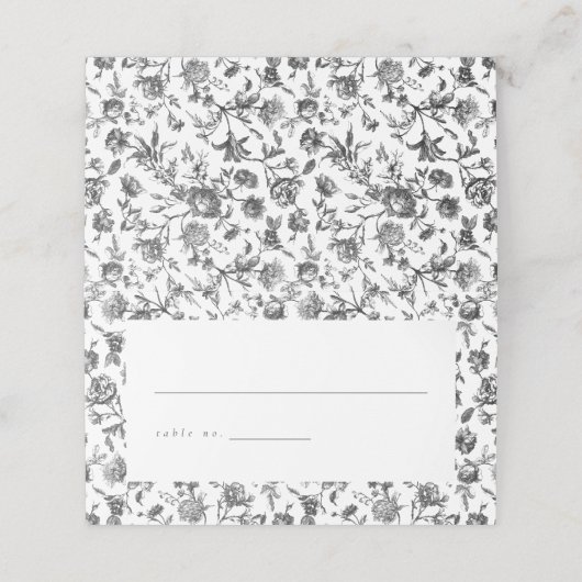 Zwart & Wit  Toile Wedding Escort Kaarten Plaatskaartje (Buitenkant ongevouwen)