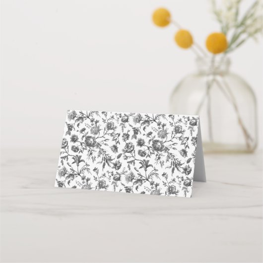 Zwart & Wit  Toile Wedding Escort Kaarten Plaatskaartje (Achterkant)