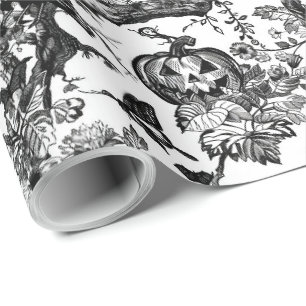 Zwart-wit toilet Halloween Cadeaupapier