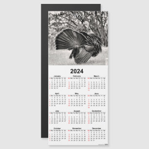 Zwart-wit Tom Turkije Magnetische Kalender Kaart