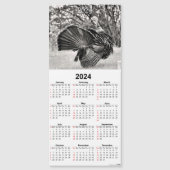 Zwart-wit Tom Turkije Magnetische Kalender Kaart (Voorkant)