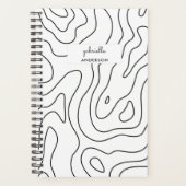 Zwart-wit topografie en scriptmonogram planner (Voorkant)