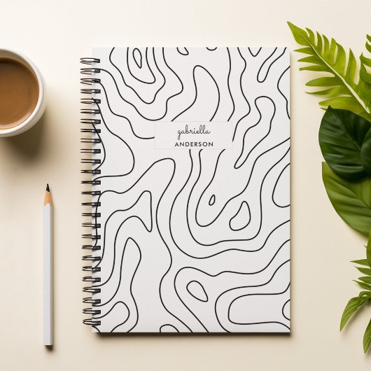 Zwart-wit topografie en scriptmonogram planner