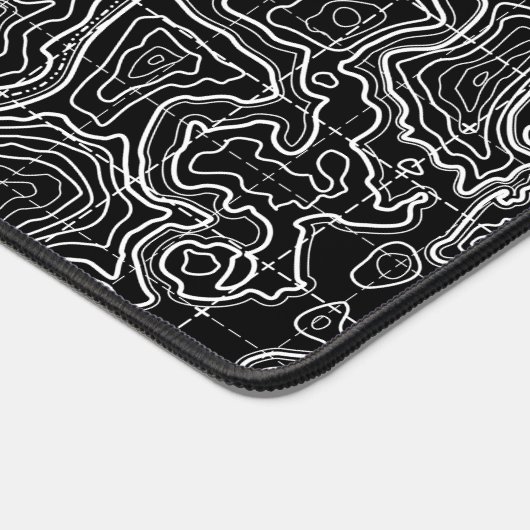 Zwart-wit Topografisch bureaumat XXL (Hoek)