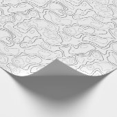 Zwart wit Topografisch Kaartpatroon Verpakkingspap Cadeaupapier (Hoek)