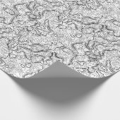 Zwart wit Topografisch Kaartpatroon Verpakkingspap Cadeaupapier (Hoek)