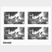 ZWART-WIT TOREN RECHTHOEKIGE STICKER (Vel)
