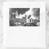 ZWART-WIT TOREN RECHTHOEKIGE STICKER (Tas)