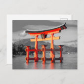 Zwart wit Torii Gate Padoga Japan Afbeelding Briefkaart (Voorkant / Achterkant)
