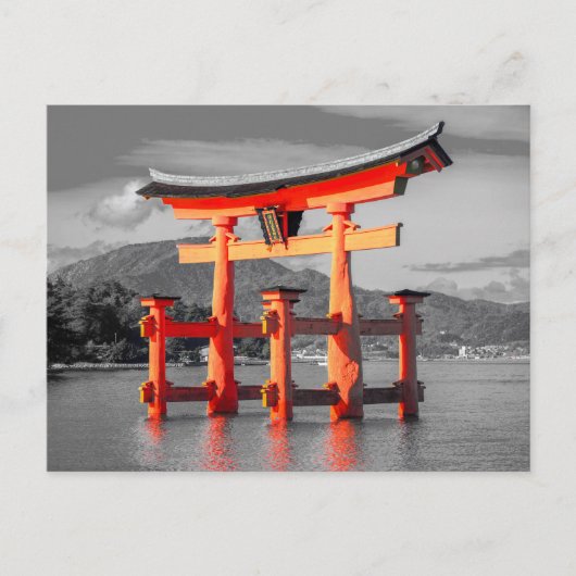 Zwart wit Torii Gate Padoga Japan Afbeelding Briefkaart (Voorkant)