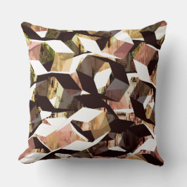 Zwart-wit tot bruin hexagon op pixelbekleding kussen