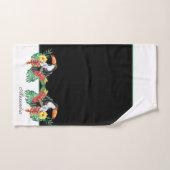 Zwart-wit toucan tropisch monogram Naam B Bad Handdoek (Handdoek)