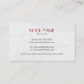 Zwart & wit touch van rood-beauty Sjabloon Visitekaartje (Achterkant)