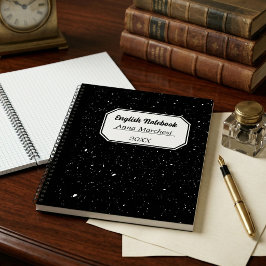 Zwart & Wit Traditioneel Engels Elegant Hardcover Notitieboek