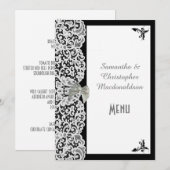 Zwart-wit, traditioneel lace trouwmenu menu (Voorkant / Achterkant)