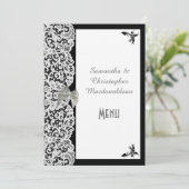 Zwart-wit, traditioneel lace trouwmenu menu (Staand voorkant)