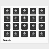 Zwart Wit Transparant Fleur de Lis Bedankt Vierkante Sticker (Vel)