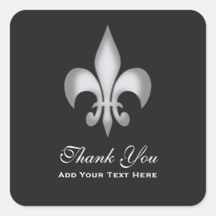 Zwart Wit Transparant Fleur de Lis Bedankt Vierkante Sticker