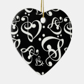Zwart Wit Treble Bass Clef Hart Muziek Kerstmis Keramisch Ornament (Rechts)