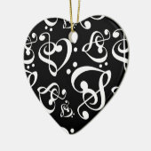 Zwart Wit Treble Bass Clef Hart Muziek Kerstmis Keramisch Ornament (Links)