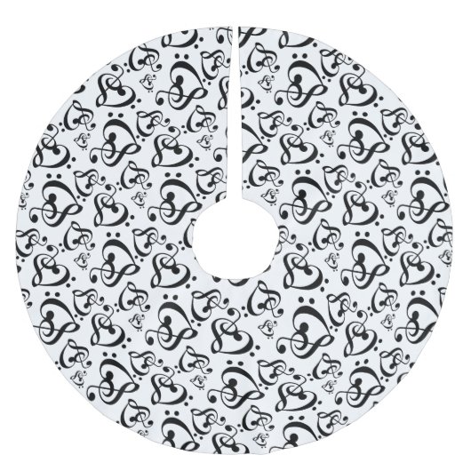 Zwart Wit Treble Bass Clef Hart Muziek Kerstmis Kerstboom Rok (Voorkant)