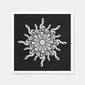 Zwart-wit Treble Clef Sneeuwvlok Monogram Servet (Voorkant)