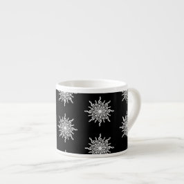 Zwart-wit Treble Clef Sneeuwvlokpatroon Espresso Kop