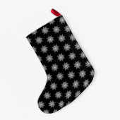 Zwart-wit Treble Clef Sneeuwvlokpatroon Kleine Kerstsok (Achterkant (Hangend))