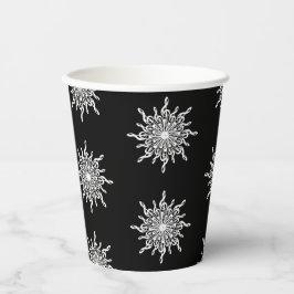 Zwart-wit Treble Clef Sneeuwvlokpatroon Papieren Bekers