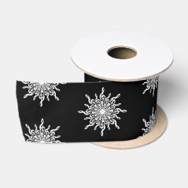 Zwart-wit Treble Clef Sneeuwvlokpatroon Satijnen Lint