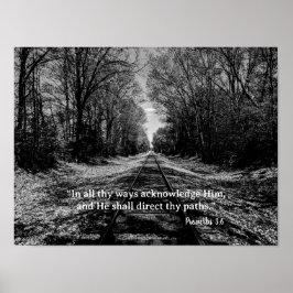 Zwart-wit Treinspoor Spreuken Schrift Poster