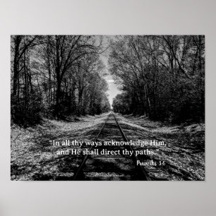 Zwart-wit Treinspoor Spreuken Schrift Poster