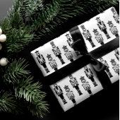 Zwart & Wit Trendy Abstract Notenkraker Patroon Cadeaupapier