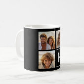 Zwart-wit trendy fotocollage met monogram koffiemok (Voorkant links)