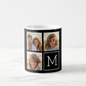 Zwart-wit trendy fotocollage met monogram koffiemok (Center)