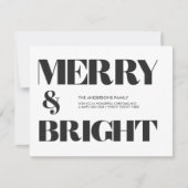 Zwart-wit Trendy Merry & Bright Christmas H Feestdagenkaart (Voorkant)