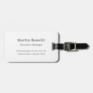 Zwart & Wit Trendy Minimal Plain Eenvoudig Bagagelabel