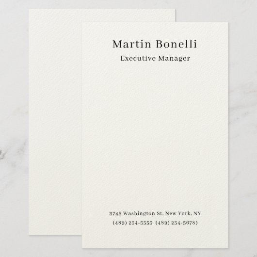 Zwart & Wit Trendy Minimal Plain Eenvoudig Briefpapier (Voorkant / Achterkant)