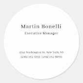 Zwart & Wit Trendy Minimal Plain Eenvoudig Ronde Sticker (Voorkant)