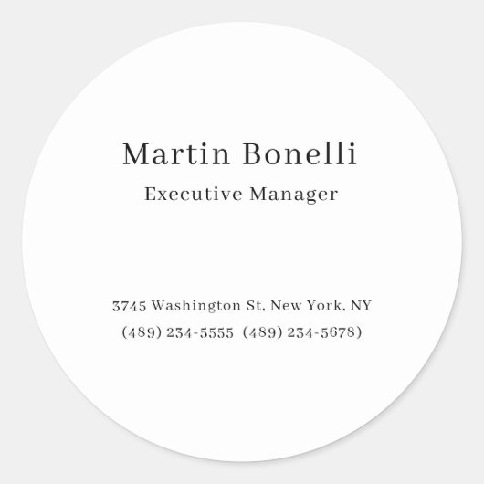 Zwart & Wit Trendy Minimal Plain Eenvoudig Ronde Sticker (Voorkant)