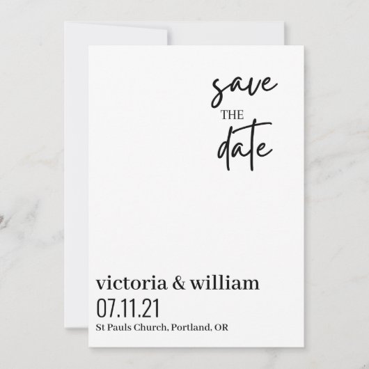 zwart-wit trendy modern Flat Save The Date (Voorkant)