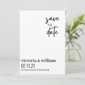 zwart-wit trendy modern Flat Save The Date (Staand voorkant)