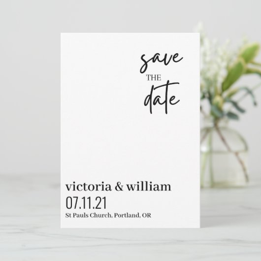 zwart-wit trendy modern Flat Save The Date (Staand voorkant)
