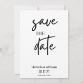 zwart-wit trendy modern Flat Save The Date (Achterkant)