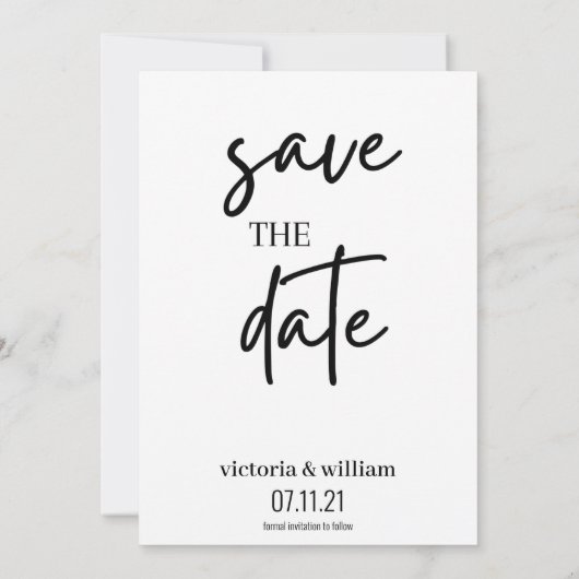 zwart-wit trendy modern Flat Save The Date (Achterkant)